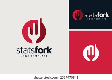 Diseño del logotipo de la barra de gráfico estadístico de la horquilla para el diseño del logotipo de Food Restaurant Marketing Business