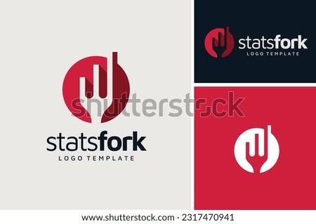 Fork with Statistic Chart Bar Diagram Logo design for Food Restaurant Marketing Business logo design