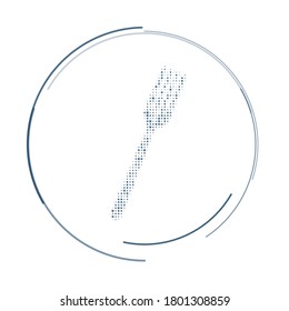 The fork symbol filled with dark blue dots. Vector illustration on white background