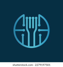 Fork tech circuit line modern logo