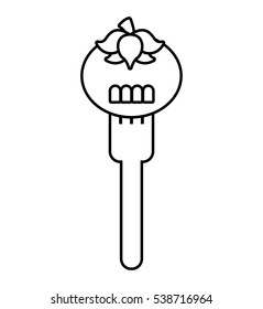 fork with tomato fresh vegetable isolated icon vector illustration design