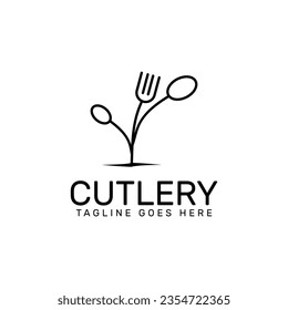 un tenedor y cucharas de remolque en forma de plancha tierna , plantilla de logotipo de cubiertos , icono de comida , signo de restauración