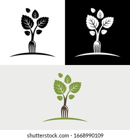Fork Tree Leaf Natural Food Abstract Logo