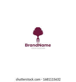 Fork Tree Logo Design Vector