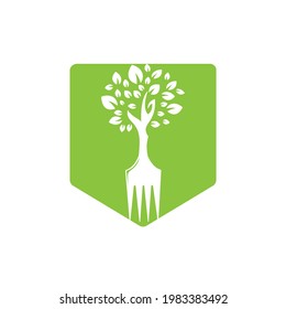 Fork tree vector logo design. Restaurant and farming logo concept.