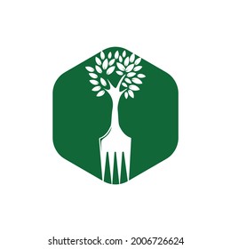 Fork tree vector logo design. Restaurant and farming logo concept.	