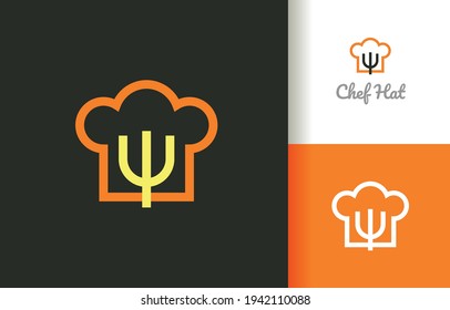 Fork trident in hat chef restaurant logo company, logo vector template design. Ready to use, easy for edit.