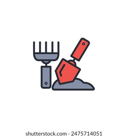 fork and trowel icon. vector.Editable stroke.linear style sign for use web design,logo.Symbol illustration.