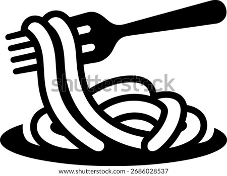 Fork Twirling Spaghetti or Pasta on a Plate Icon