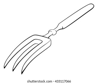 Fork with two tines that mysteriously transform into three ends. Vector illustration.