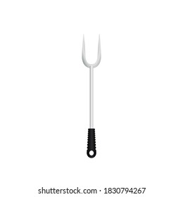 Fork utensil vector illustration isoalted on white background. Metal tool for BBQ with heat resistant handle. Suitable for 3d Realistic Mockup. 18/35