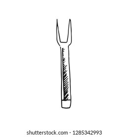 fork vector doodle sketch isolated on white background