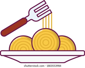 fork vector flat color icon