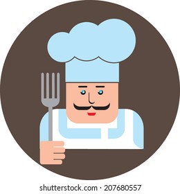 ?ook with a fork. Vector illustration