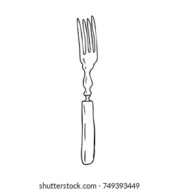 Fork vector illustration. Doodle style. Design, print, logo, decor, textile, paper.