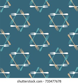 Fork. Vector illustration of seamless pattern with cutlery.