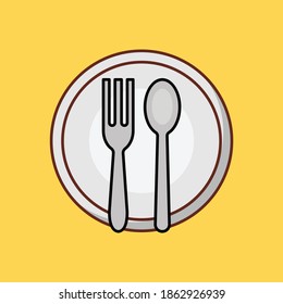 fork vector line flat icon