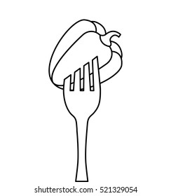 fork with vegetable icon vector illustration design