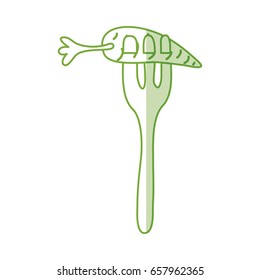 fork with vegetable isolated icon