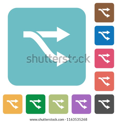 Fork white flat icons on color rounded square backgrounds