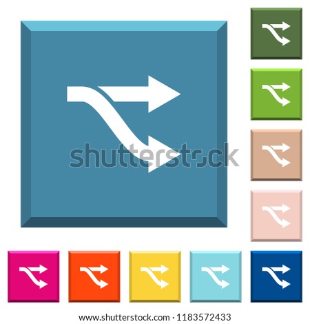 Fork white icons on edged square buttons in various trendy colors