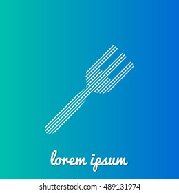 Fork White stroke fill with blue and green gradient background Icon / Logo Design