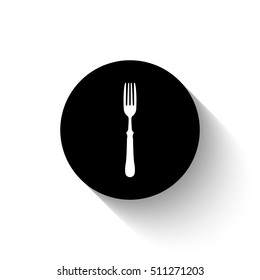 fork - white vector icon  with shadow