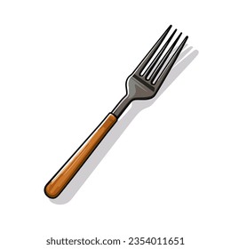 Un tenedor con asa de madera