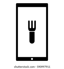Fork_Eat icon - Flat design, glyph style icon - Colored enclosed in a phone