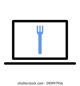Fork_Eat icon - Flat design, glyph style icon - Colored enclosed in a computer