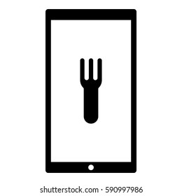 Fork_Eat icon - Flat design, glyph style icon - Colored enclosed in a phone