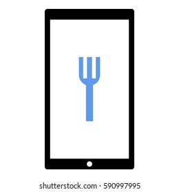 Fork_Eat icon - Flat design, glyph style icon - Colored enclosed in a phone