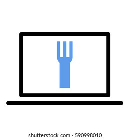 Fork_Eat icon - Flat design, glyph style icon - Colored enclosed in a computer