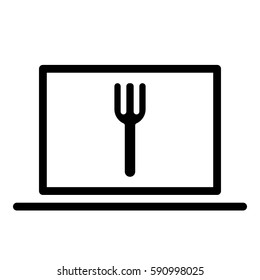 Fork_Eat icon - Flat design, glyph style icon - Colored enclosed in a computer