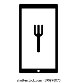 Fork_Eat icon - Flat design, glyph style icon - Colored enclosed in a phone