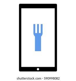 Fork_Eat icon - Flat design, glyph style icon - Colored enclosed in a phone