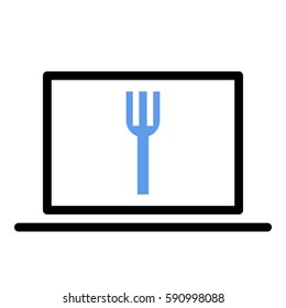 Fork_Eat icon - Flat design, glyph style icon - Colored enclosed in a computer