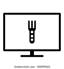 Fork_Eat icon- Flat design, glyph style icon - Colored enclosed in a screen