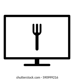 Fork_Eat icon- Flat design, glyph style icon - Colored enclosed in a screen