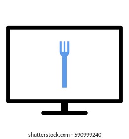 Fork_Eat icon- Flat design, glyph style icon - Colored enclosed in a screen