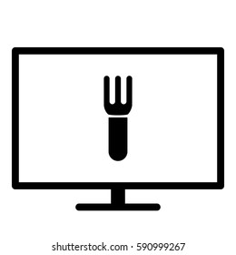 Fork_Eat icon- Flat design, glyph style icon - Colored enclosed in a screen