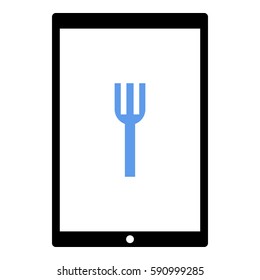 Fork_Eat icon - Flat design, glyph style icon - Colored enclosed in a tablet