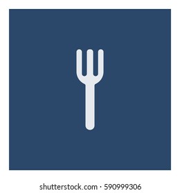 Fork_Eat icon - Flat design, glyph style icon - White enclosed in a square