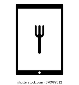 Fork_Eat icon - Flat design, glyph style icon - Colored enclosed in a tablet