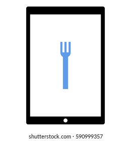 Fork_Eat icon - Flat design, glyph style icon - Colored enclosed in a tablet