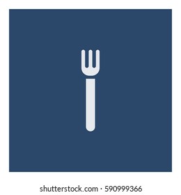 Fork_Eat icon - Flat design, glyph style icon - White enclosed in a square