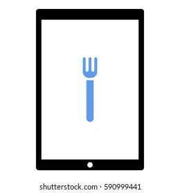 Fork_Eat icon - Flat design, glyph style icon - Colored enclosed in a tablet