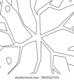 Forked angular lines radiate through an abstract, tree-like network with smaller offshoots.