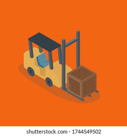 Forklift 3D Flat Design on Colorful Background