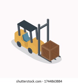 Forklift 3D Flat Design on Colorful Background
